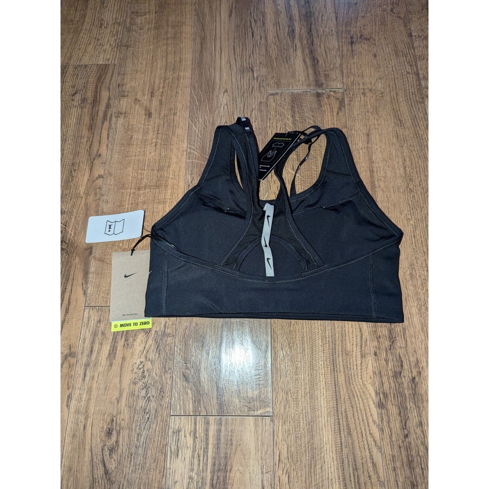 Nike Dri-Fit Swoosh Strappy Logo Sports Bras Women Medium Black, White - Picture 6 of 7